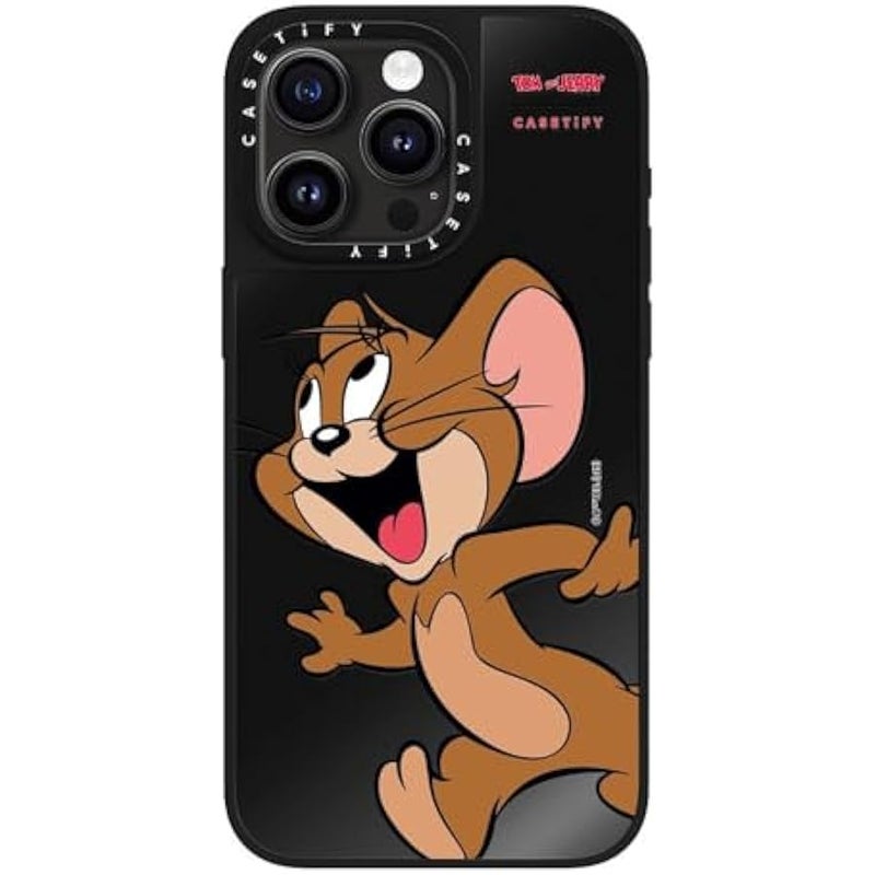 Casetify Mirror Case for iPhone 15 Pro Max 【Tom and Jerry Colab/Reflective / 4.9ft Drop Protection/Compatible with Magsafe】 - Jerry Character - Black on Black - Image 3
