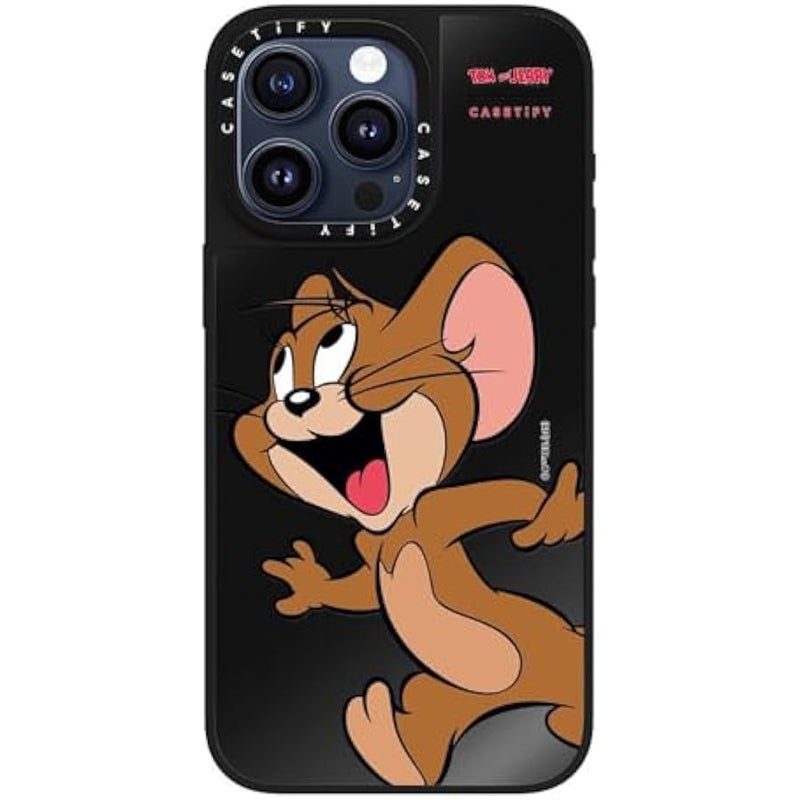 Casetify Mirror Case for iPhone 15 Pro Max 【Tom and Jerry Colab/Reflective / 4.9ft Drop Protection/Compatible with Magsafe】 - Jerry Character - Black on Black - Image 1