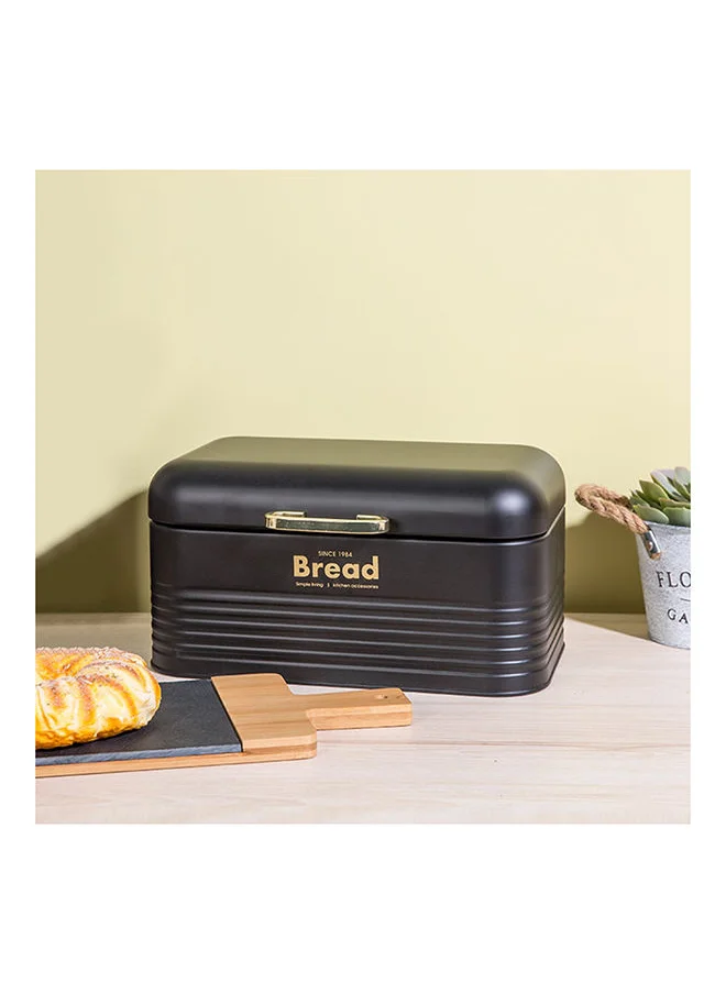 دانوب هوم Zyra Metal Bread Box Iron Metal Simple Food Container Modern Houseware Storage L 30x19.5 X H 15.5cm Black