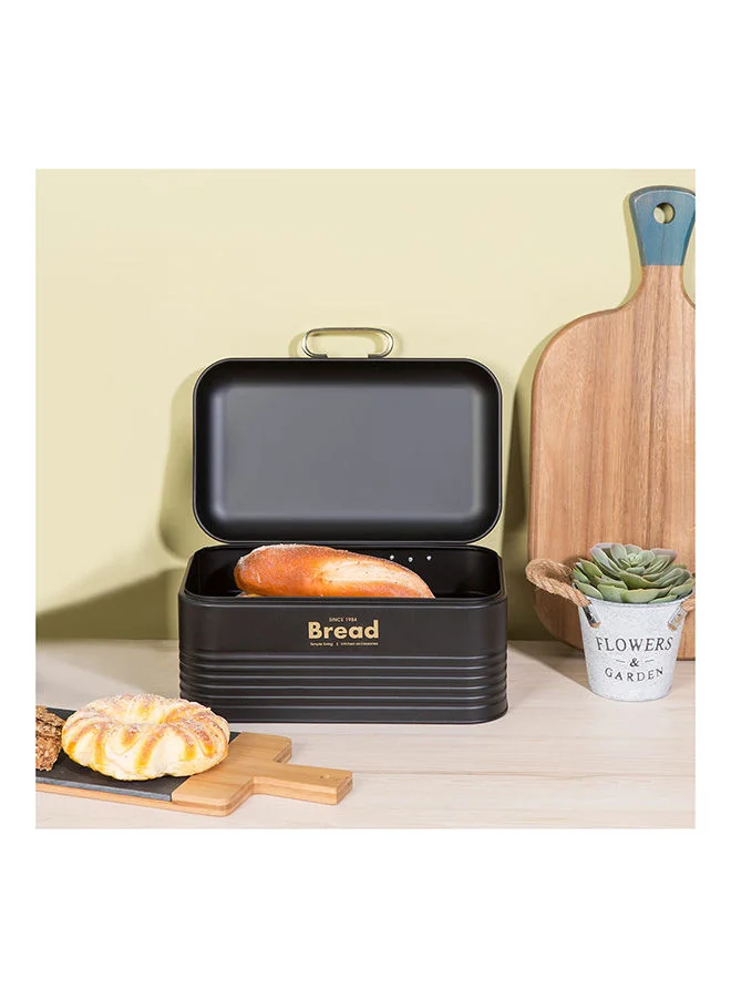 DANUBE HOME Zyra Metal Bread Box Iron Metal Simple Food Container Modern Houseware Storage L 30x19.5 X H 15.5cm Black