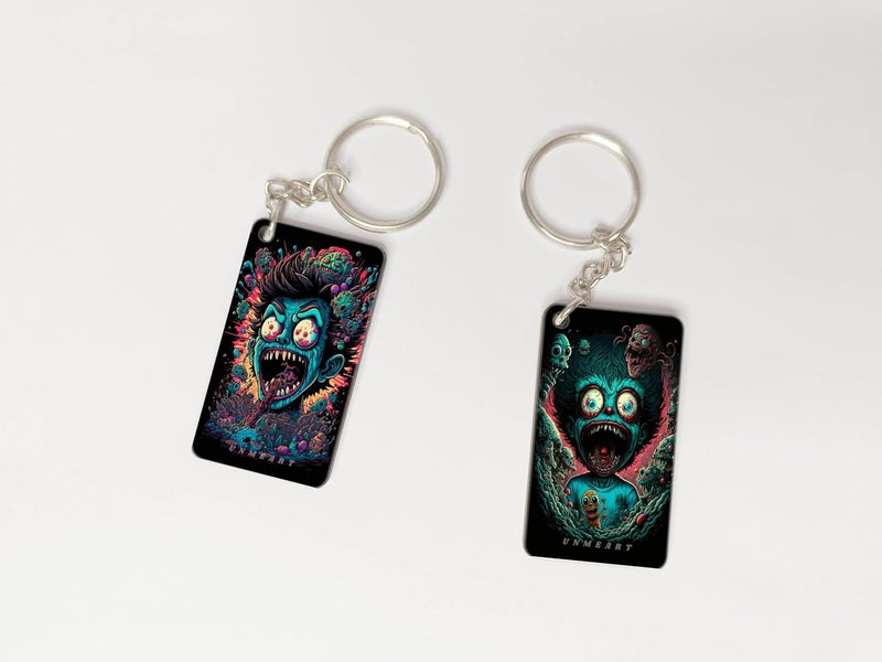OUTFITQUE Premium Pack of 2 Anime260 Printed Long Keychain For Bike Scooty Car MDF Keyholder - Image 1