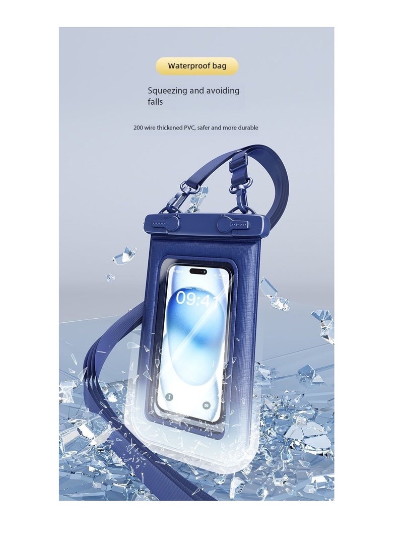 CityRiya-Long 2Pcs Floating Waterproof Phone Pouch Set - Touch-Sensitive Floating Dry Bag, IPX8 Certified Underwater Case with Buoyancy Design for Phones up to 7.2'' - Ideal for Swimming, Diving, Beach & Water Sports - Leak-Proof, Shockproof & Universal Fit（D012-3-Black）  - Image 4