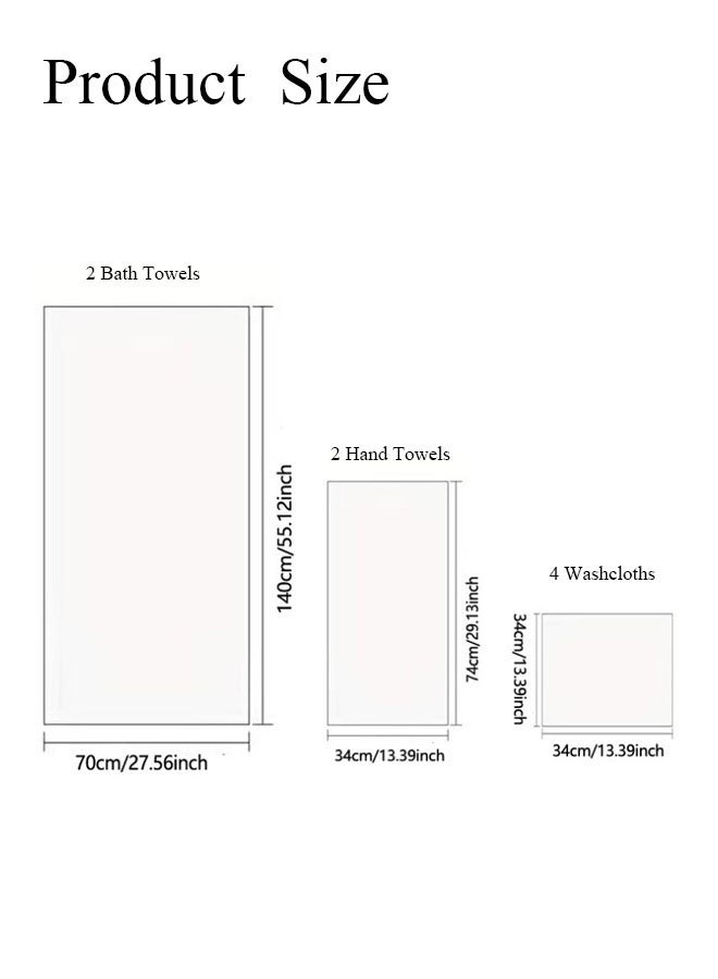 Hanayo 8 Pcs Towel Set Bath Towels Absorbent Quick Dry with Bath Towel Hand Towel Washcloth Cotton Towel Skin-friendly and Soft Towels Set for Hotel Bathroom(Khaki) - Image 2