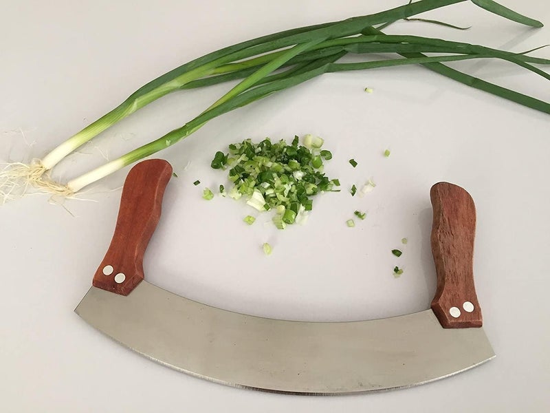 FOKRIM Pizza Cutter Double Handle Pizza Cutter Sharp Blade Multi Purpose Stainless Steel Blade. (Wooden Handle) - Image 3