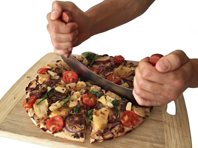 FOKRIM Pizza Cutter Double Handle Pizza Cutter Sharp Blade Multi Purpose Stainless Steel Blade. (Wooden Handle) - Image 4