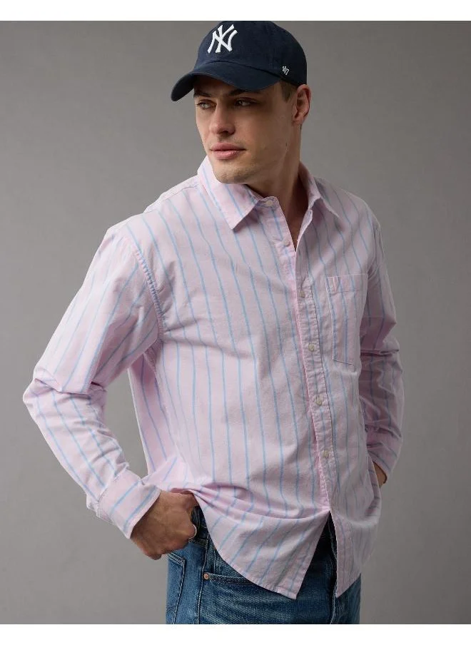 American Eagle AE Everyday Striped Oxford Button-Up Shirt