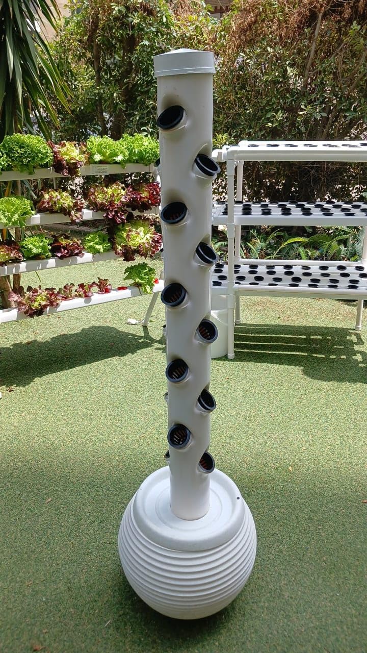 Meridian Hydroponics Vertical Home Growing Tower with 23L Tank and 20 Plant Containers - CT - Image 1