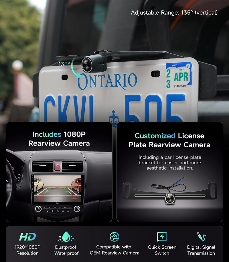 AINAVIGO 10.2" Car Stereo Radio for Honda Accord 2003-2007 - Wireless CarPlay & Android Auto | 5G WiFi IPS HD Touchscreen | GPS Navigation | Bluetooth FM/SWC | 1080P Backup Camera - Image 4
