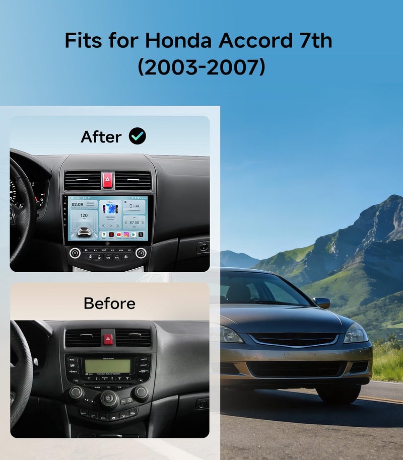 AINAVIGO 10.2" Car Stereo Radio for Honda Accord 2003-2007 - Wireless CarPlay & Android Auto | 5G WiFi IPS HD Touchscreen | GPS Navigation | Bluetooth FM/SWC | 1080P Backup Camera - Image 2