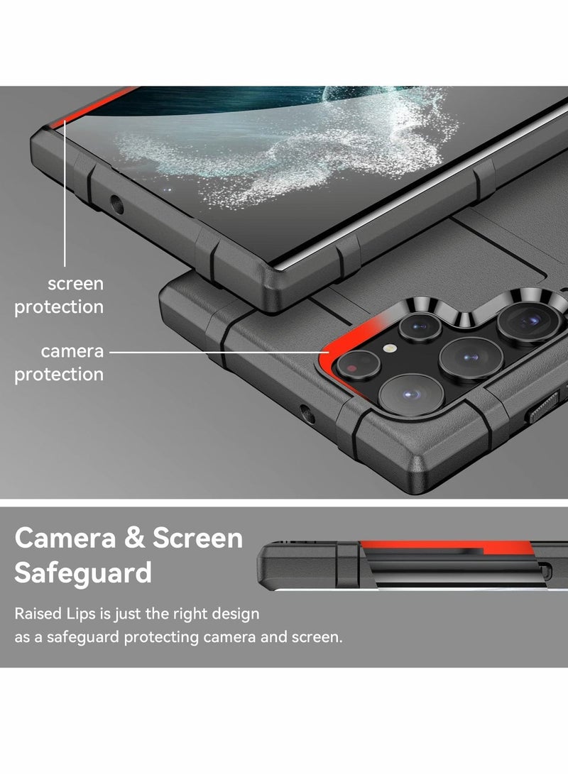 KASTWAVE جراب لهاتف Samsung S22 Ultra، جراب مقاوم للصدمات بدرجة عسكرية لهاتف Galaxy S22 Ultra، جراب واقٍ شديد التحمل لهاتف Samsung Galaxy S22 Ultra، غطاء هاتف نحيف متين مضاد للخدش (أسود) - Image 4