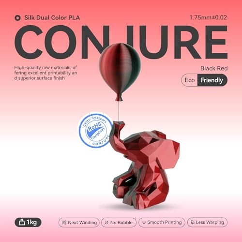 chitu systems Conjure Silk Dual Color PLA Filament 1.75mm, Transparent Detachable Reusable Spool Compatible with Bambu Lab AMS Refill, Shiny Black Red Gradient 3D Printer Filament 1KG -Smooth Printing, No Clog - Image 2