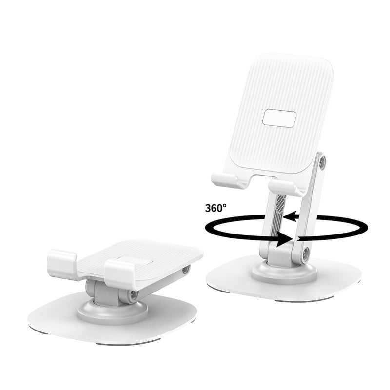 CXTX 360Â° Degree Rotating Mobile Phone Holder,Fully Adjustable Foldable Desktop Phone Holder Stand Base,Foldable Desktop Cell Phone Stands for iPhone17 16 15 Pro Xr Xs Max X Plus iPad Samsung (K69-White) - Image 1