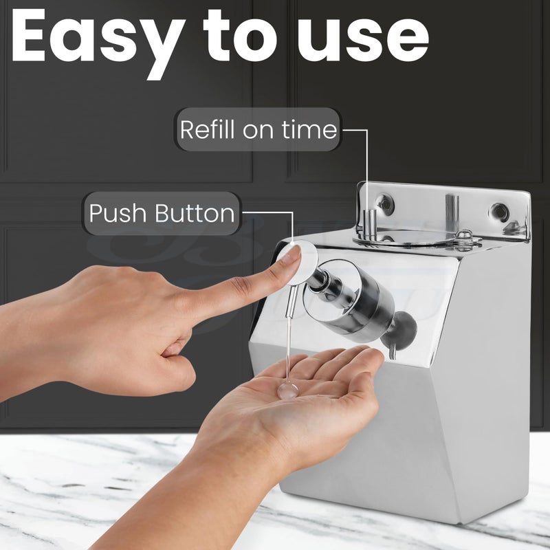 BATH GURU Stainless Steel Liquid Soap/Shampoo Dispenser for Bathroom & Kitchen - 500 ML (Heavy Duty, Brass Pump) - Image 3