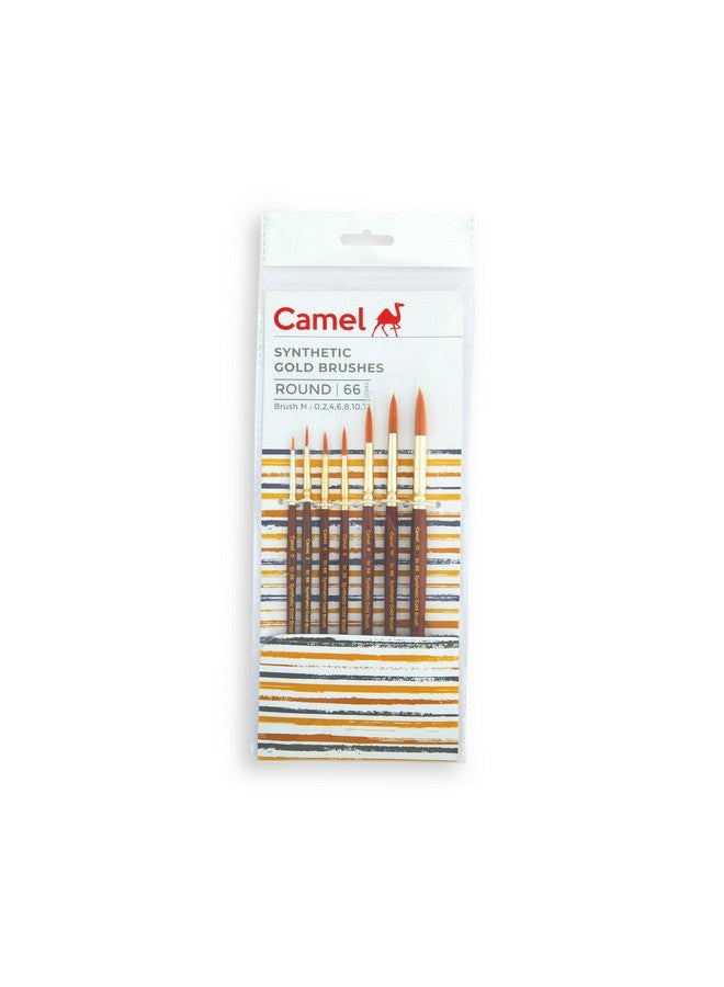 Camel Paint Brush Series 66 - Round Synthetic Gold, Set of 7 - Image 1