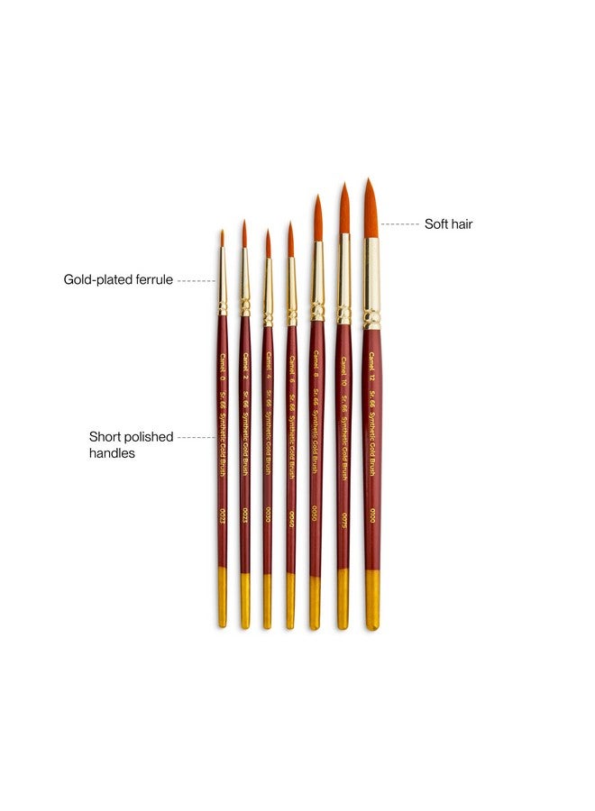 Camel Paint Brush Series 66 - Round Synthetic Gold, Set of 7 - Image 4