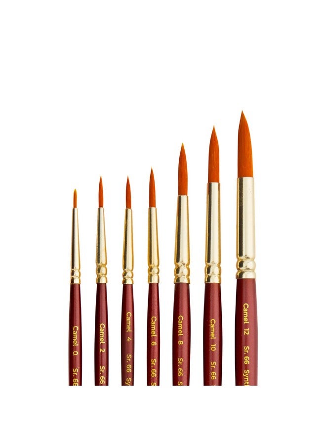 Camel Paint Brush Series 66 - Round Synthetic Gold, Set of 7 - Image 5