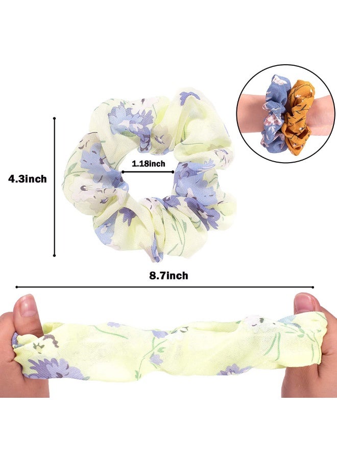 20pcs Chiffon Hair Scrunchies for Women Fashionable Ties and Bands for Thin and Thick Hair Stripe Floral Printed High Elastic Girls Teenager Hair Ties - Image 3