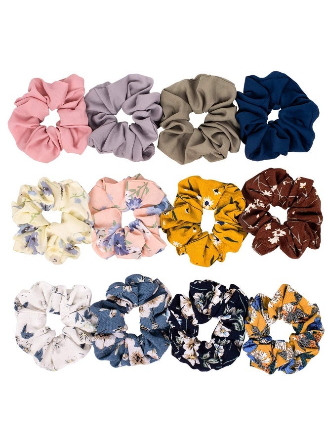 20pcs Chiffon Hair Scrunchies for Women Fashionable Ties and Bands for Thin and Thick Hair Stripe Floral Printed High Elastic Girls Teenager Hair Ties - Image 2