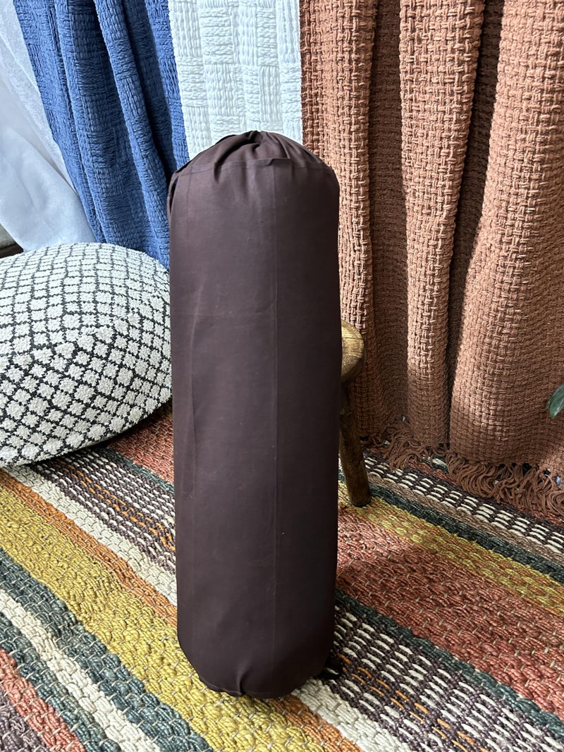 Saffron HANDICRAFTS Cotton 240TC  Bolster Cover Full Round Removable Cover for Neck Roll Leg RestYoga Practice Meditation Bed Sofa Couch Brown 8x2420 cm x 60 cm
