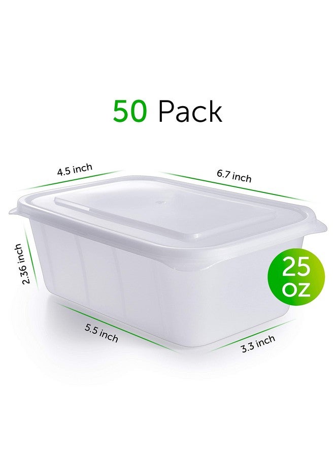 بريب ناتشورالز PrepNaturals عبوة من 50 وعاءً لتحضير الوجبات - عبوة من 50 وعاءً سعة 25 أونصة، خالية من مادة BPA بنسبة 100%، مصنوعة من البلاستيك لتخزين الطعام مع أغطية - حاويات بلاستيكية قابلة لإعادة الاستخدام مع أغطية - حاويات غداء آمنة للاستخدام في غسالة الأطباق - Image 1