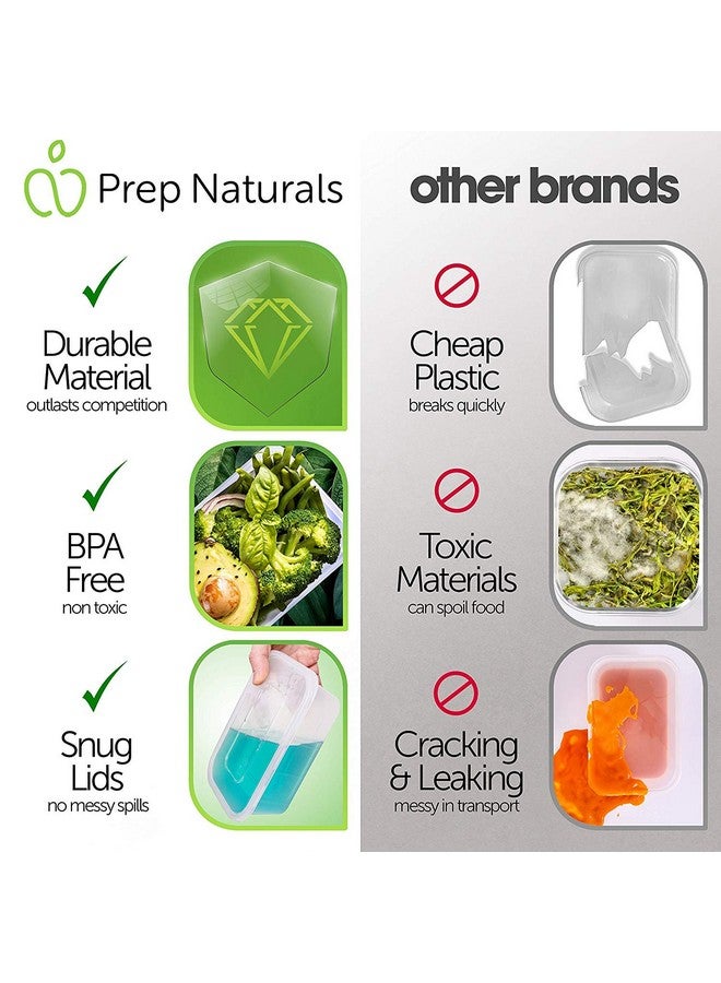 بريب ناتشورالز PrepNaturals عبوة من 50 وعاءً لتحضير الوجبات - عبوة من 50 وعاءً سعة 25 أونصة، خالية من مادة BPA بنسبة 100%، مصنوعة من البلاستيك لتخزين الطعام مع أغطية - حاويات بلاستيكية قابلة لإعادة الاستخدام مع أغطية - حاويات غداء آمنة للاستخدام في غسالة الأطباق - Image 2