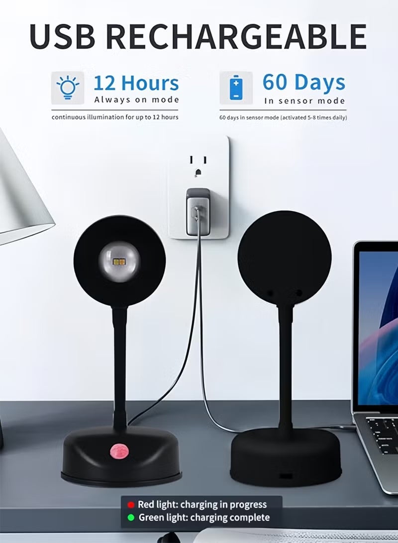 Motion Sensor Picture Light – Battery Operated LED Spotlight with Adjustable 360° Head, Rechargeable Cat-Eye Bulb Wall Sconce, Stick-On or Screw-Mounted Accent Lighting for Paintings & Displays - Image 5