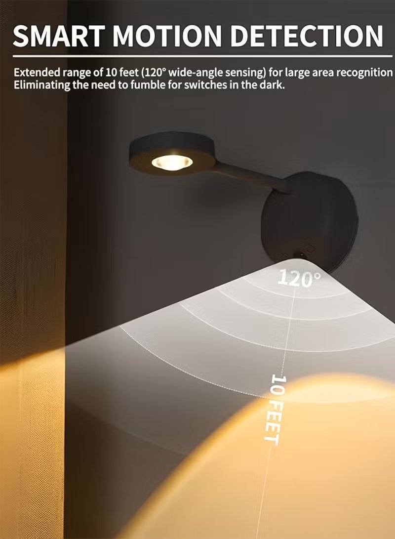 Motion Sensor Picture Light – Battery Operated LED Spotlight with Adjustable 360° Head, Rechargeable Cat-Eye Bulb Wall Sconce, Stick-On or Screw-Mounted Accent Lighting for Paintings & Displays - Image 3