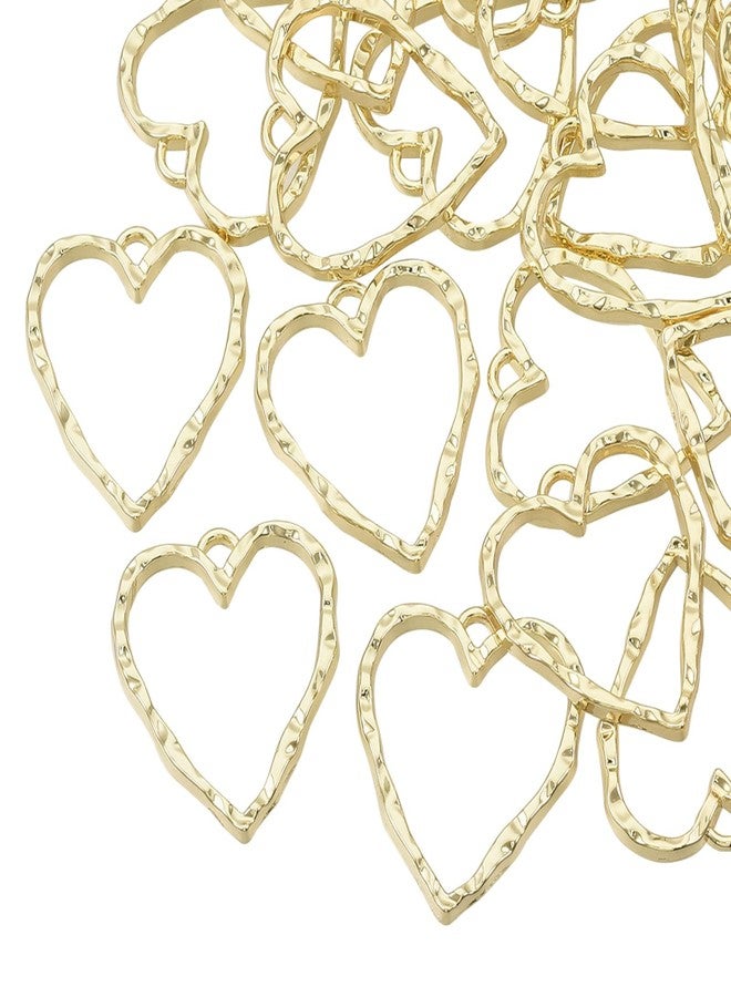 Mega Pet 10Pcs Heart Alloy Linking Rings Hollow Heart Open Back Bezel Charms Light Gold Heart Pressed Flower Charms for DIY Valentine Necklace Earring Jewelry Making - Image 1