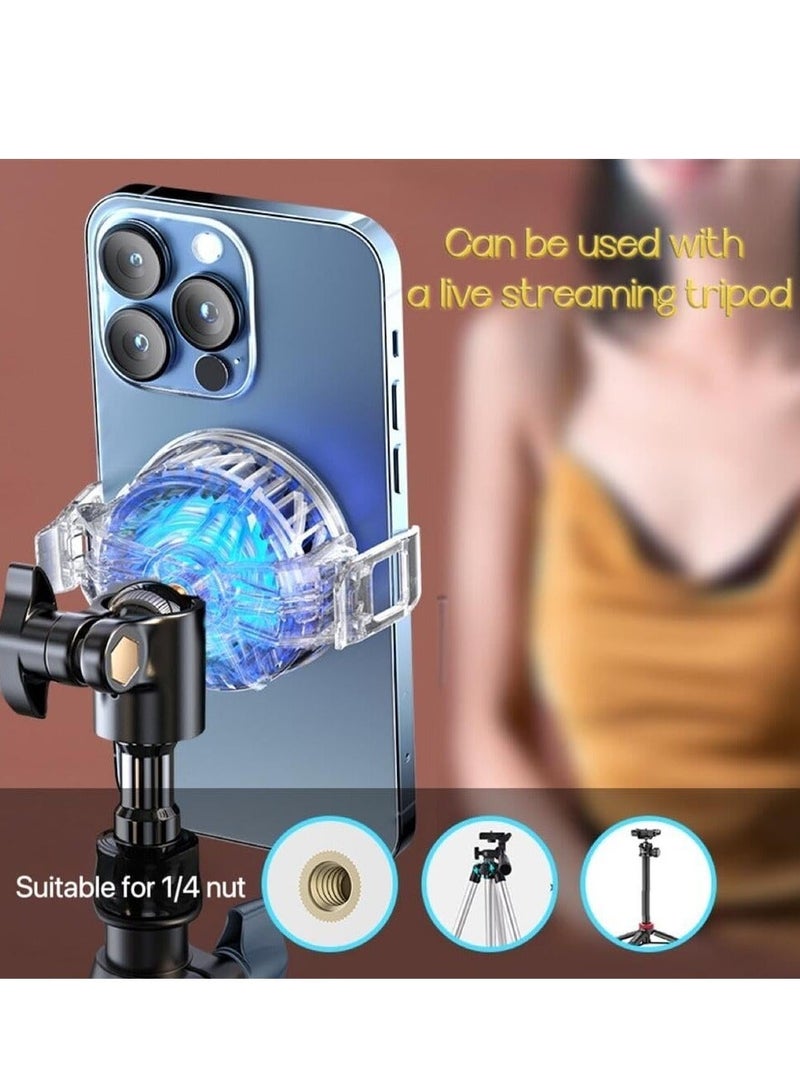 Loquat Phone and Pad Cooler RGB Phone Cooling Fan with Semi Conductor Cooling Chip Ultra Silent Universal Cellphone Tablets Radiator for Tiktok Live Streaming Mobile Gaming Shoot Video White - Image 5