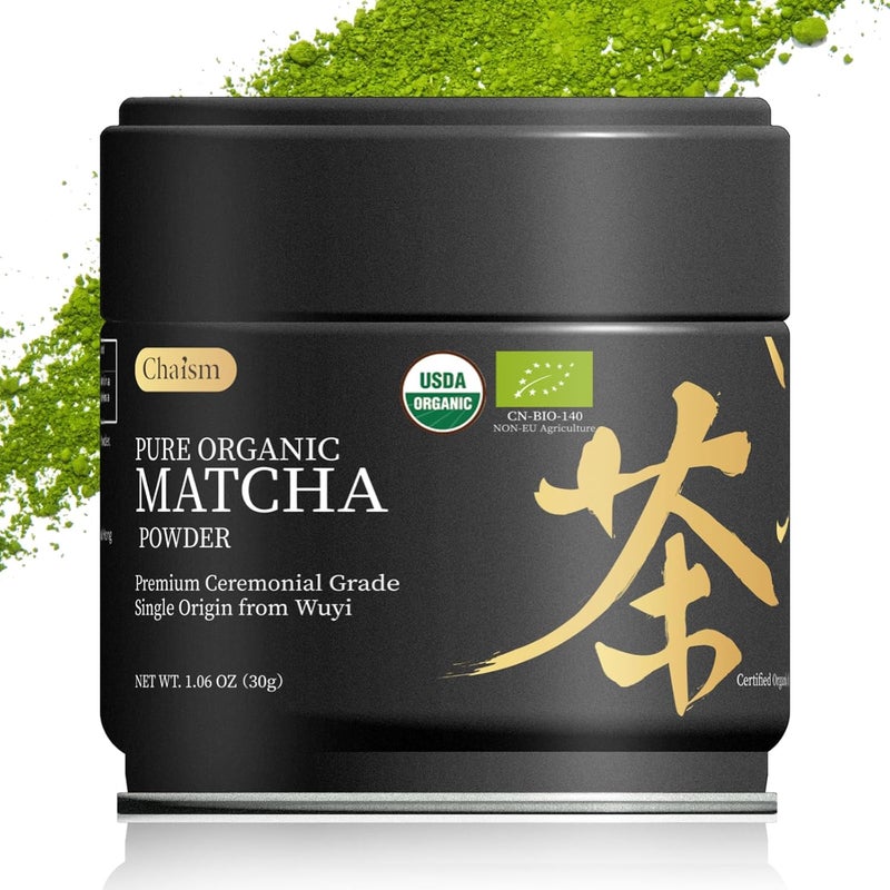 Chaism Pure Organic Matcha Powder - Premium Ceremonial Grade, Single Origin from Wuyi, 1.06oz - Image 1