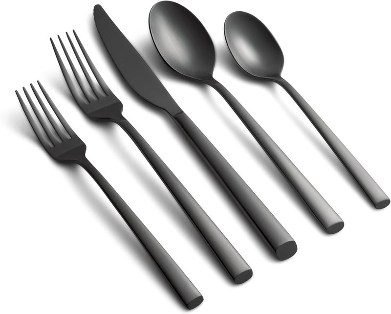Cambridge Black Satin Toya Piece Flatware Set 20 Count