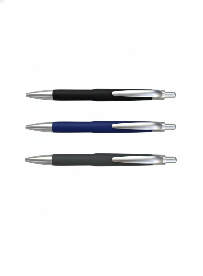 ركس 3 اقلام متنوعة اللون رمادي و ازرق و اسود لون الحبر ازرق 69766 - Image 2