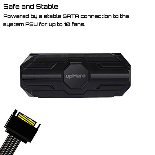 upHere 10-Port 6PIN SATA RGB Hub with 21-Key Remote Control/Splitter for 6-Pin Case Fans in Black-MBX12 - Image 5