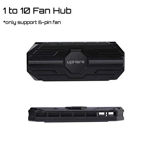 upHere 10-Port 6PIN SATA RGB Hub with 21-Key Remote Control/Splitter for 6-Pin Case Fans in Black-MBX12 - Image 2