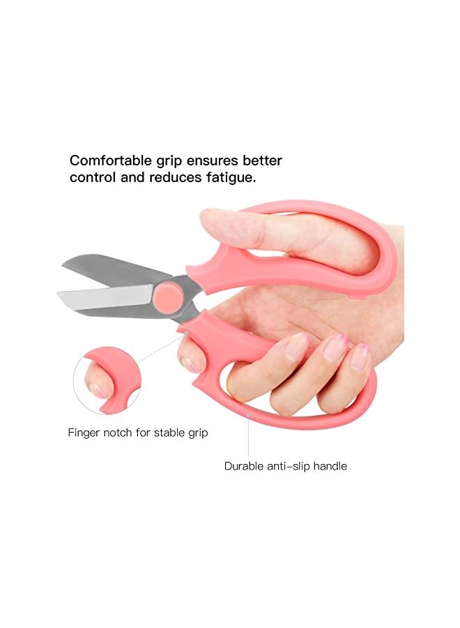 promass Floral Shears, Premium Steel Garden Pruning Shears Floral Fruits Leaf Scissors Hand Pruner Snip Trimming Tool for Gardening Flower Arrangement, Pink - Image 4