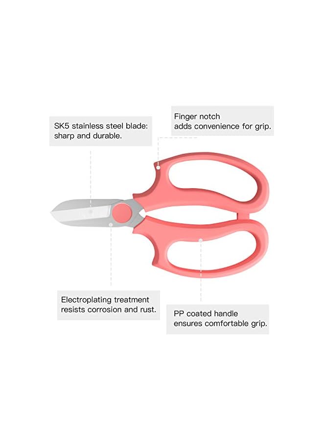 promass Floral Shears, Premium Steel Garden Pruning Shears Floral Fruits Leaf Scissors Hand Pruner Snip Trimming Tool for Gardening Flower Arrangement, Pink - Image 5