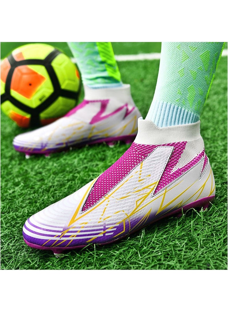 Loquat High-Top Competition Sports Football Shoes White/Purple  - Image 1
