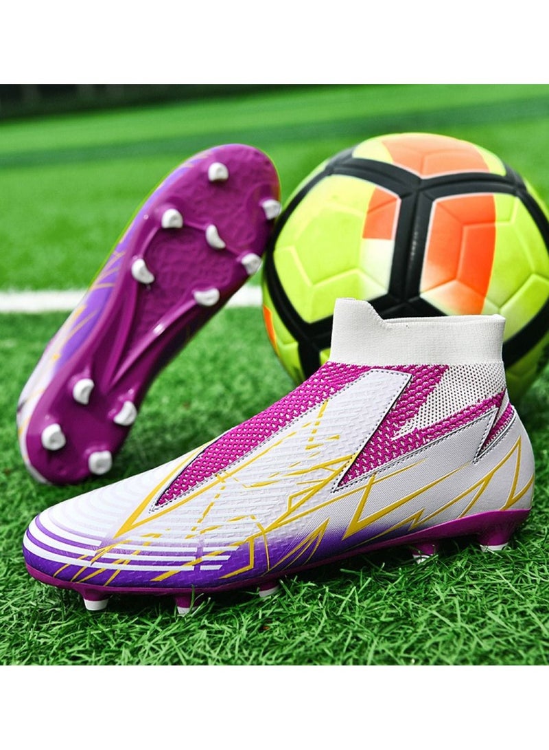 Loquat High-Top Competition Sports Football Shoes White/Purple  - Image 2