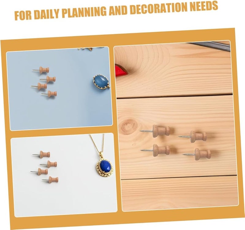 Wooden Push Pins 150 Pcs Decorative Thumb Tacks for Cork Board Bulletin Map Photo Display Office Home - Image 4