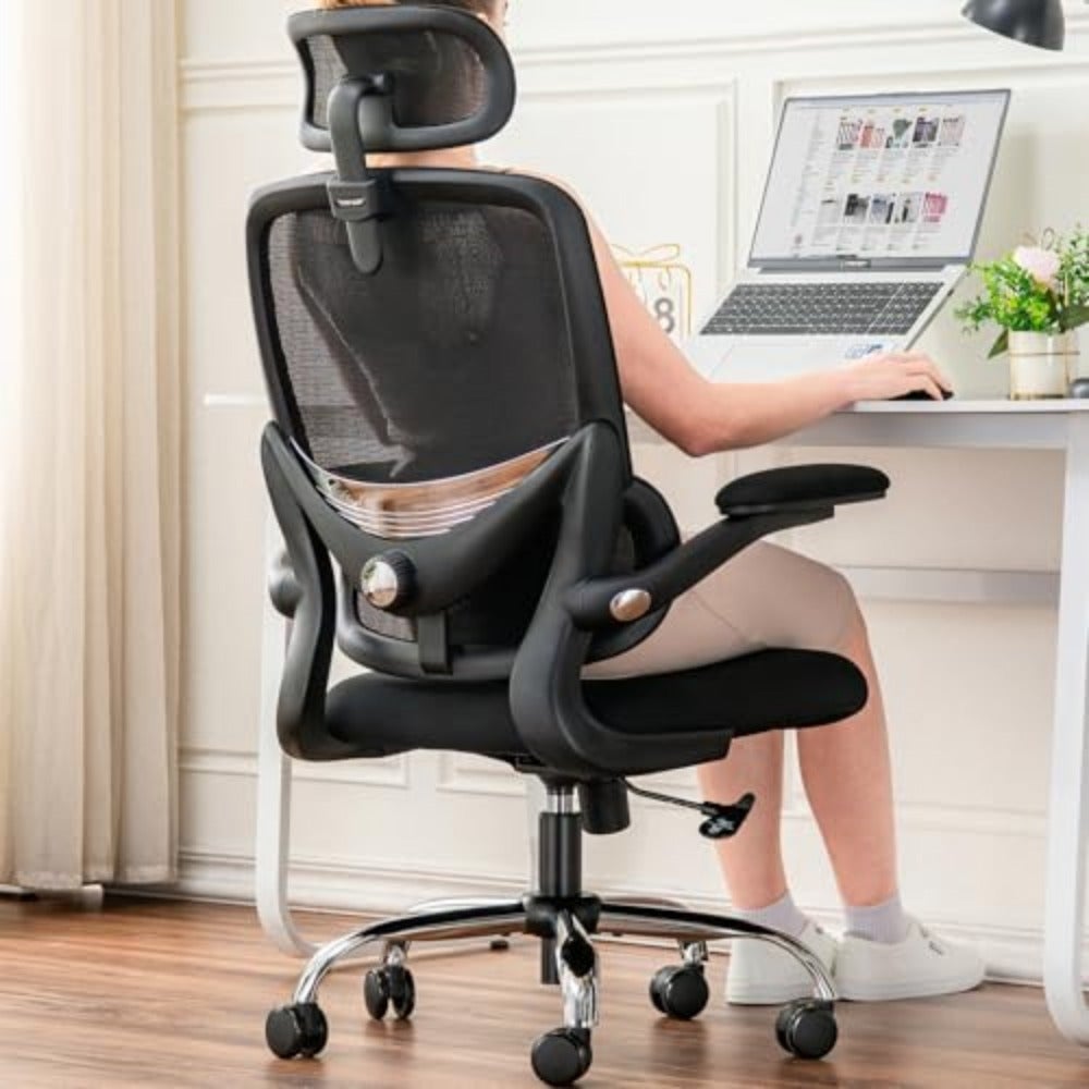 Ergonomic Mesh Office Chair with Adjustable Lumbar, Space-saving