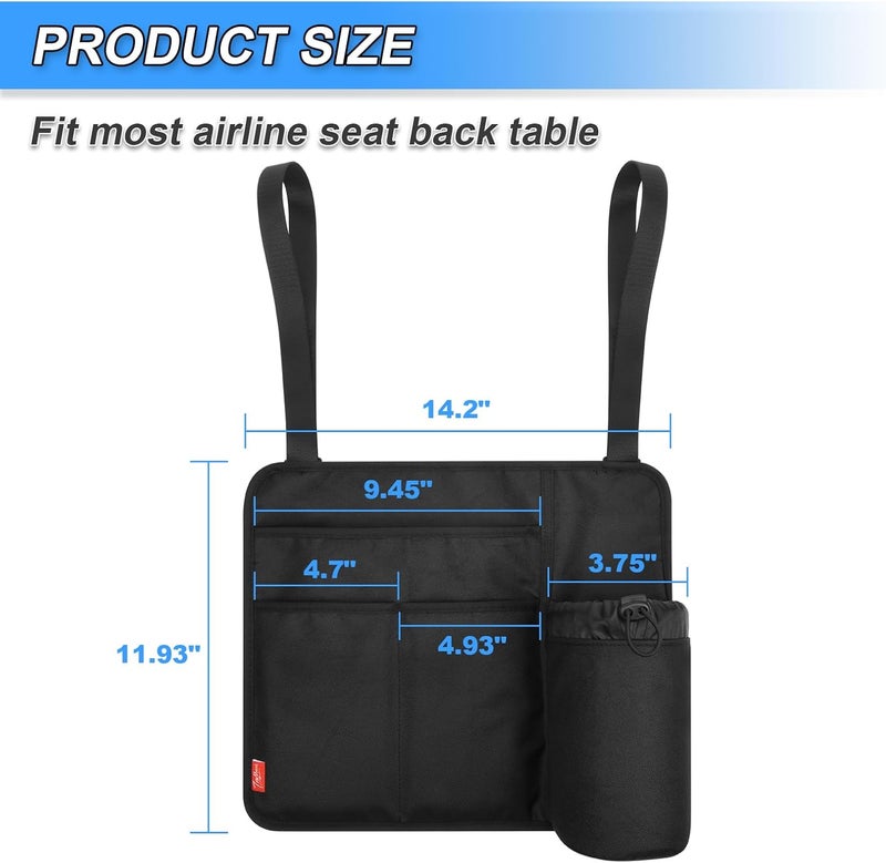 Homakover Airplane Seat Back Organizer & Storage - Black - Image 3