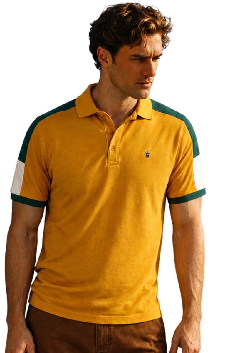 Louis Philippe Men's Cotton Solid Slim Fit T-Shirt (LRKPNSLFL27759_Yellow, Small - Image 1