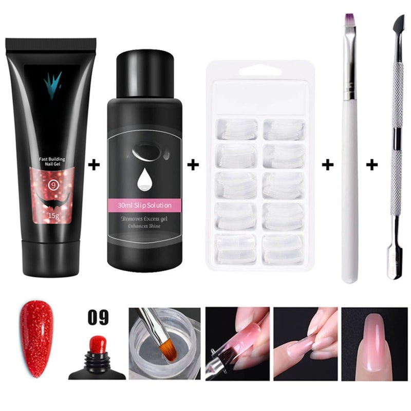 Manicure Set 15g Quick Building Gel 30ml Slip Solution 100Pcs Nail Molds Nail Extension Tools - Image 5