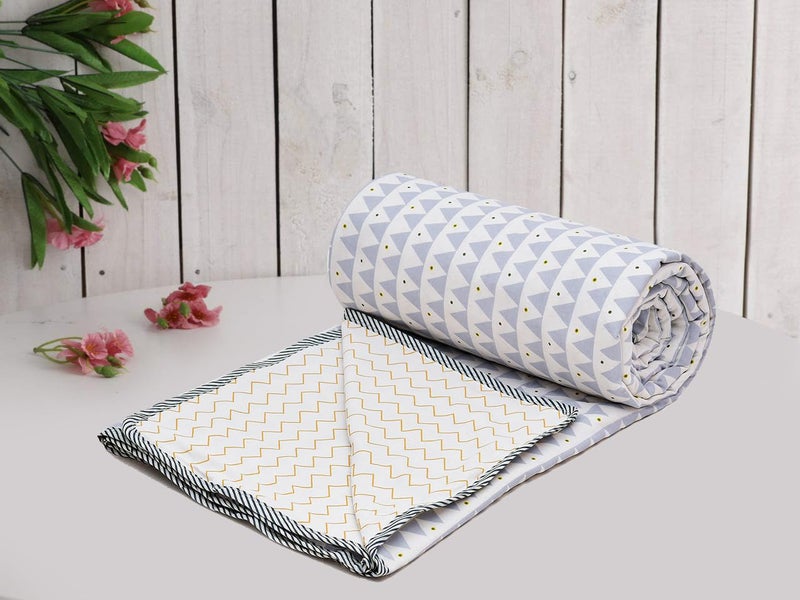 RRC Cotton Reversible Dohar Single Bed, Soft Lightweight Bed Blanket, AC Dohar Blanket for Summers/Winter 57X87(Inches) Flannel Dohar Throws for Bed - Image 1