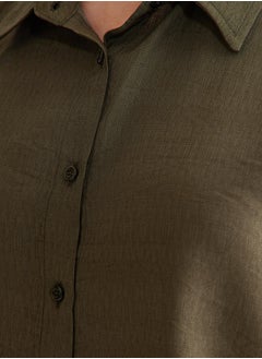 trendyol Khaki Zero Sleeve Regular Regular Pattern Woven Shirt TWOSS25GO00097  - Image 4
