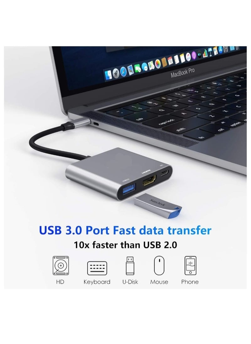 ELTRAZONE USB-C to HDMI Multiport Adapter Type C Hub – Thunderbolt 3 Compatible with 4K HDMI Output, USB 3.0 Data Port, and USB-C Charging – Multiport Digital AV Adapter for MacBook Pro/Air, Galaxy S8/S9/S22/S23 Ultra, Laptops & Tablets - Image 3