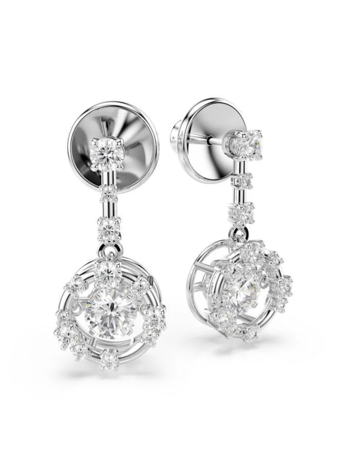 Swarovski  Constella White Crystal Bar Rhodium Plated Pierced Earrings for Women | Best Price UAE