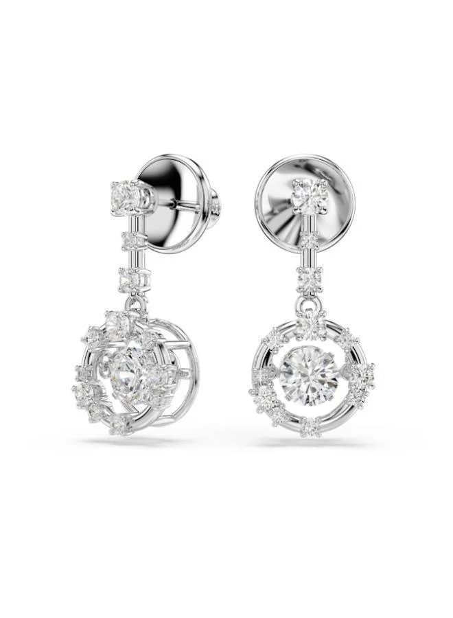 Swarovski  Constella White Crystal Bar Rhodium Plated Pierced Earrings for Women | Best Price UAE