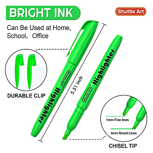 Shuttle Art Highlighters, 30 Pack Green Highlighters Bright Colors, Chisel Tip Dry-Quickly Non-Toxic Highlighter Markers for Adults Kids Highlighting in Home School Office - Image 3