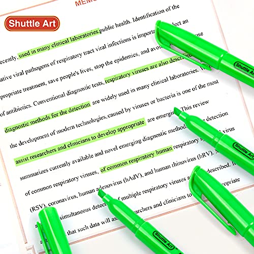 Shuttle Art Highlighters, 30 Pack Green Highlighters Bright Colors, Chisel Tip Dry-Quickly Non-Toxic Highlighter Markers for Adults Kids Highlighting in Home School Office - Image 4